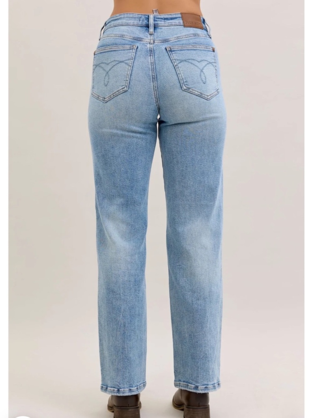 Judy Blue Mid Rise Rigid Magic Destroy Straight Denim - Picture 2 of 8